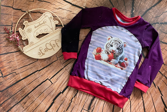 Bügelbild kleiner Tiger nascht Erdbeeren #2