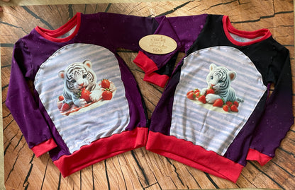 Bügelbild kleiner Tiger nascht Erdbeeren #1 Fylou's Style