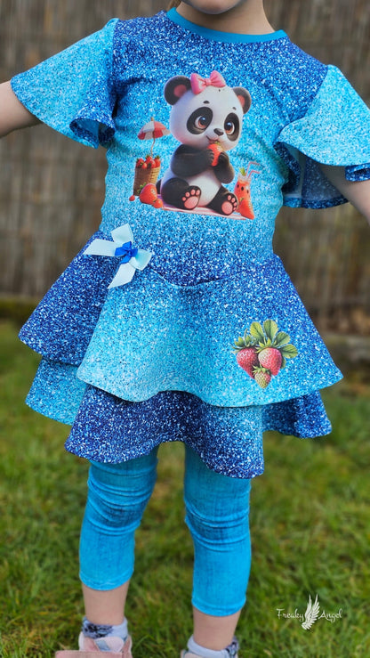 Bügelbild kleiner Panda isst Erdbeeren #5 Fylou's Style