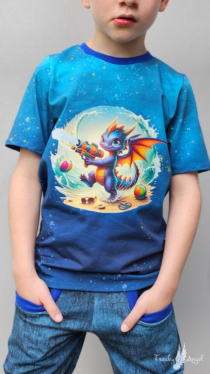 Bügelbild kleiner Drache mit Wasserspritzpistole #2 Fylou's Style