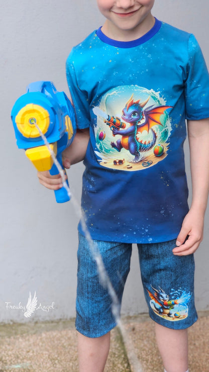 Bügelbild kleiner Drache mit Wasserspritzpistole #2 Fylou's Style