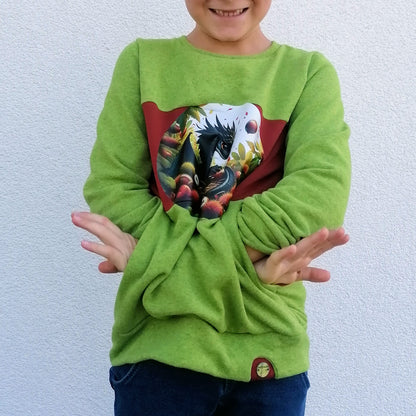 Bügelbild schwarzer Drache mit Kastanien #2