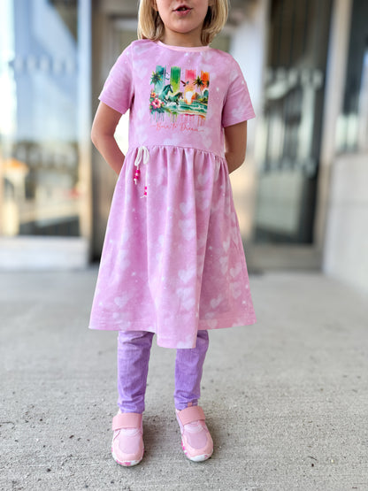 Kinderstoff Glitzer Herzen Rosa