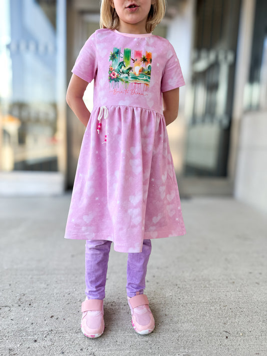 Kinderstoff Glitzer Herzen Rosa
