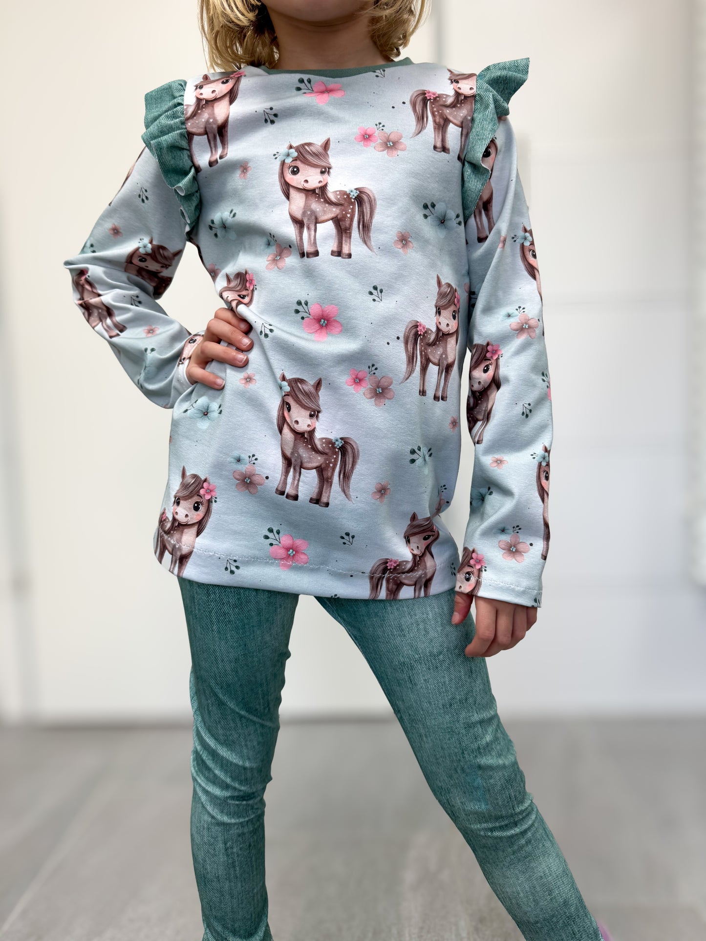 Bio Jersey Blumen Pony