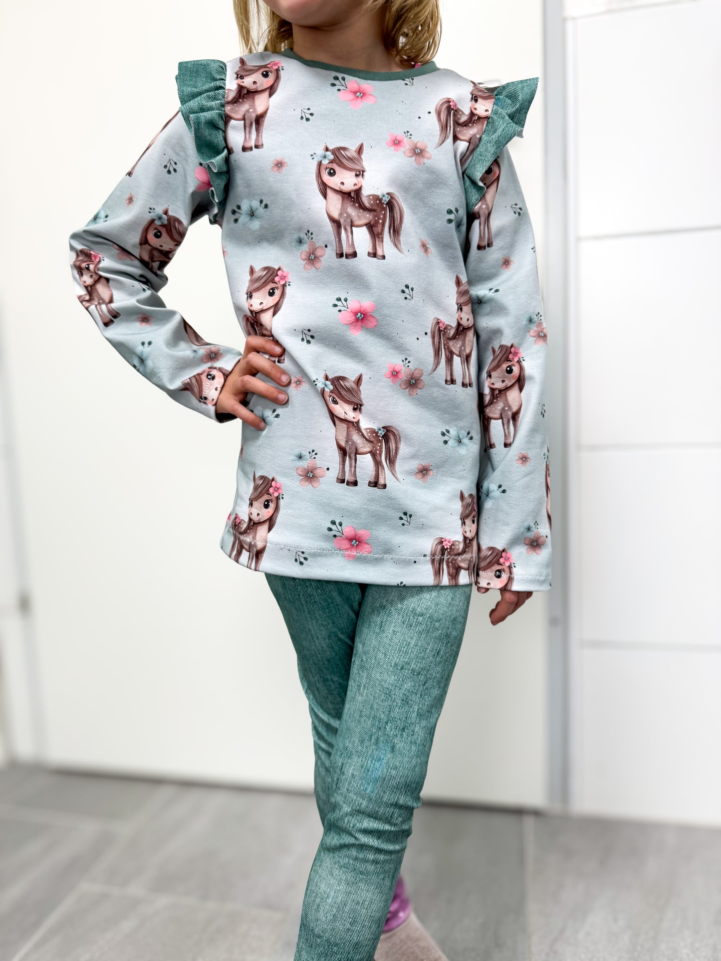 Bio Jersey Blumen Pony