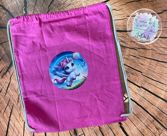 Bügelbild Einhorn beim Drachen steigen #1