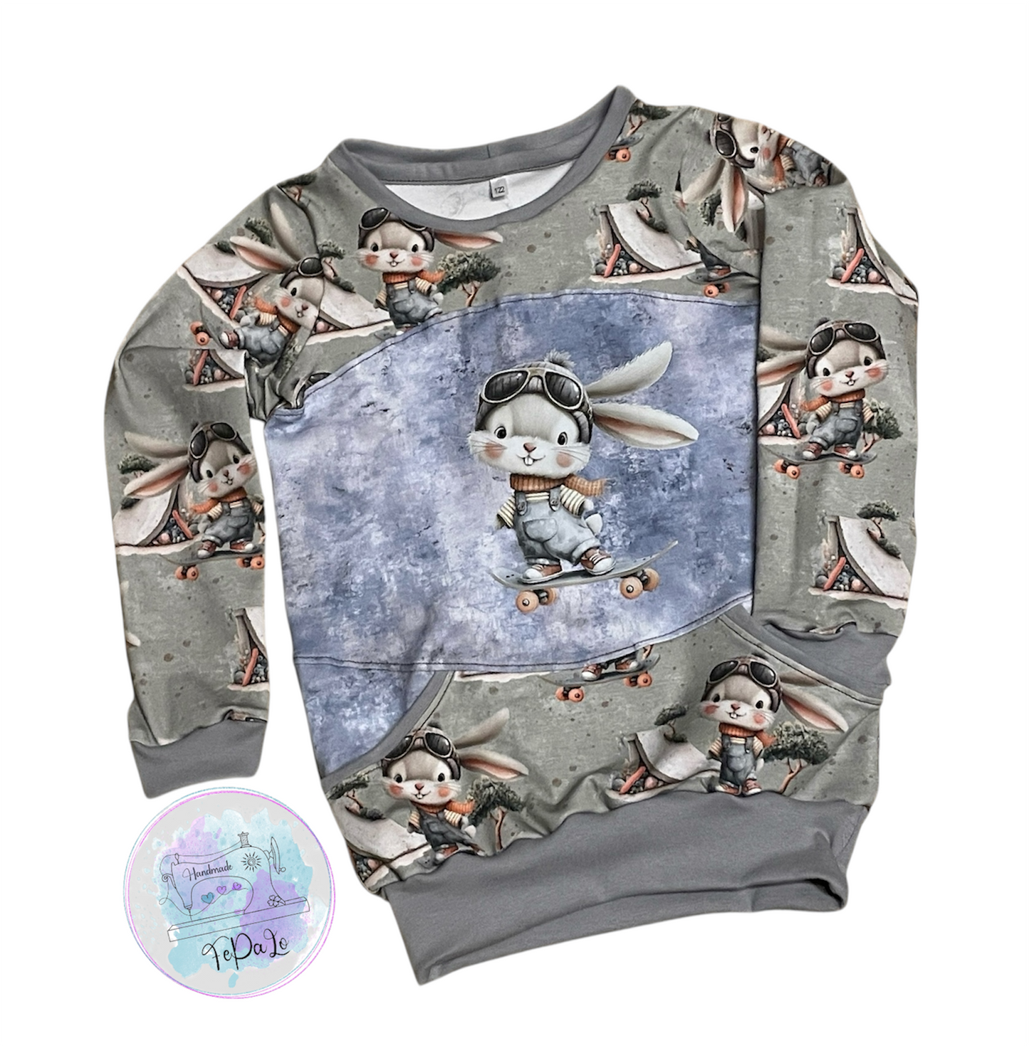 Bügelbild Skater Hase