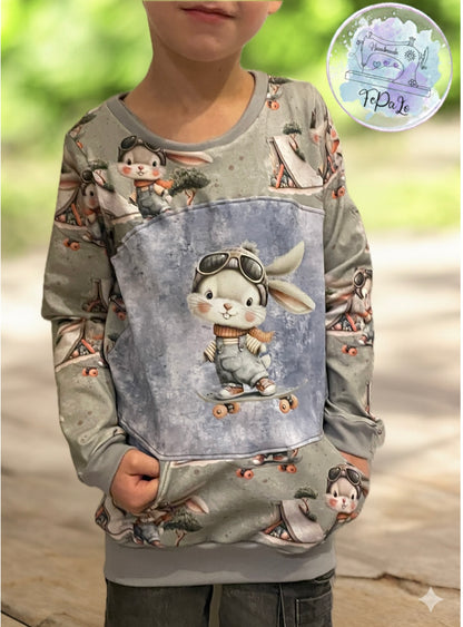 Bügelbild Skater Hase