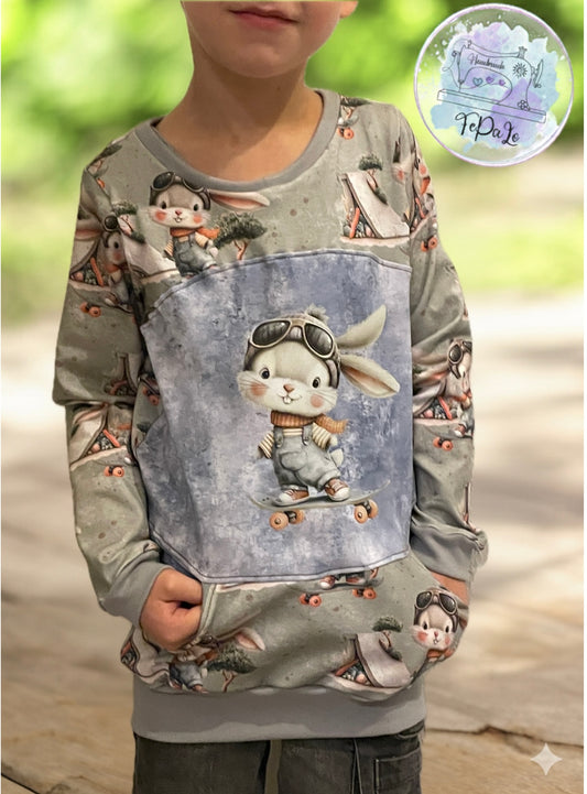 Bügelbild Skater Hase