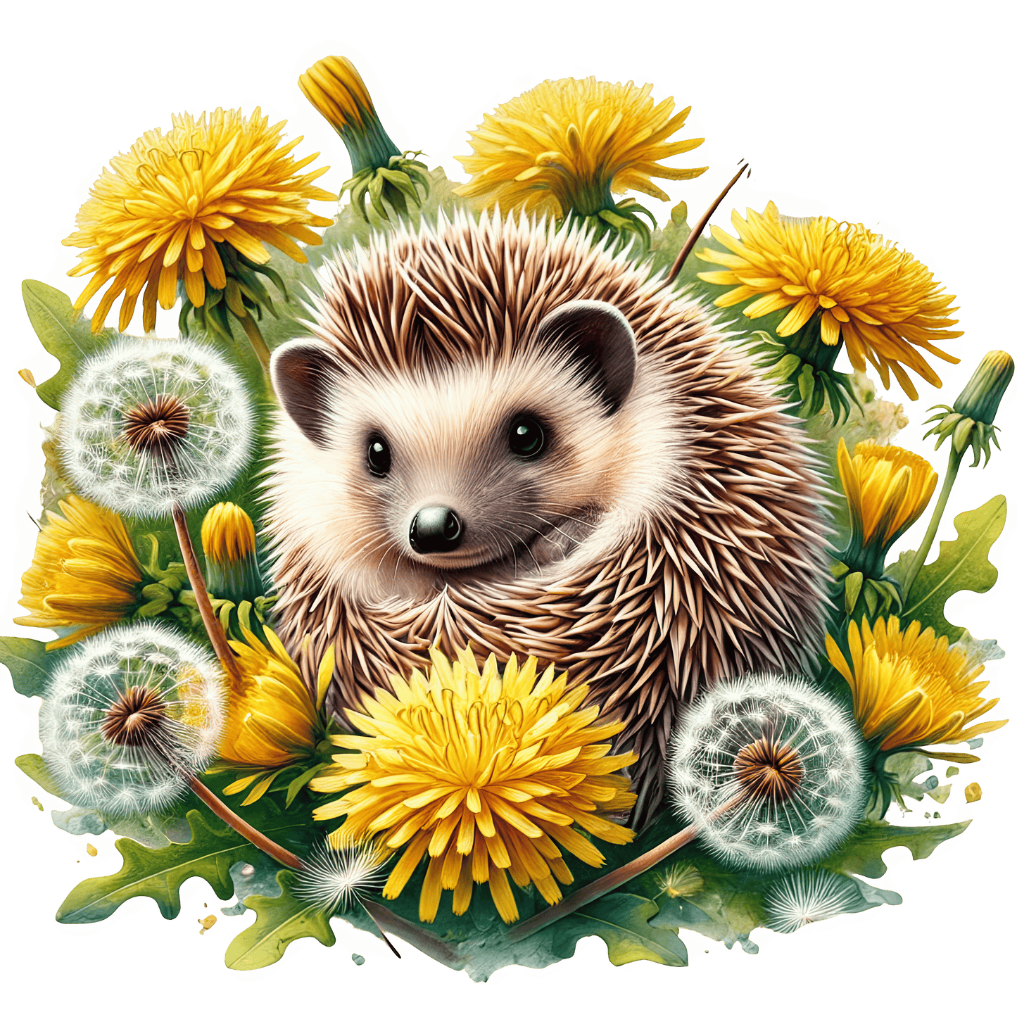 Bügelbild Igel im Löwenzahn