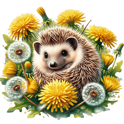 Bügelbild Igel im Löwenzahn