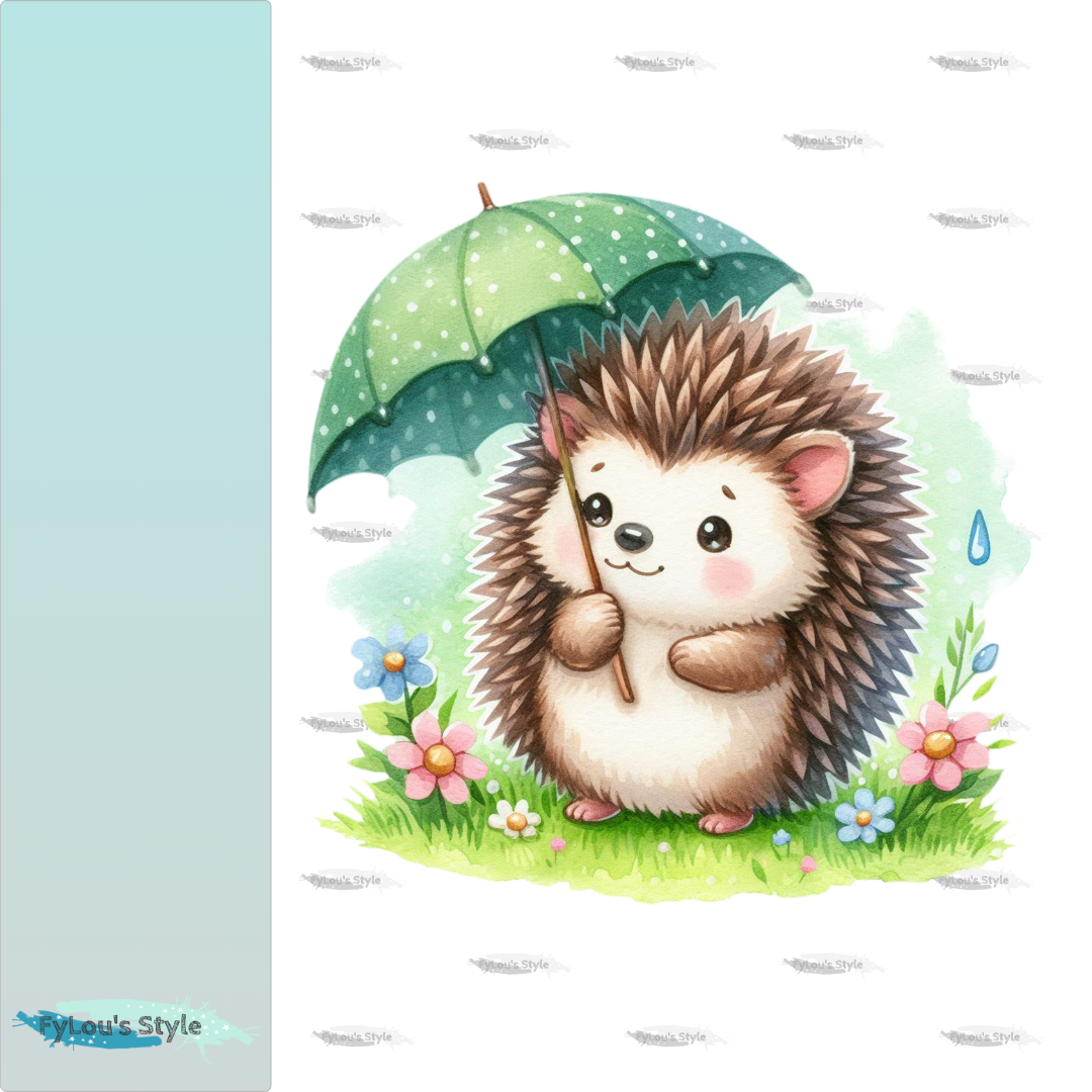 Bügelbild Igel mit Schirm Fylou's Style