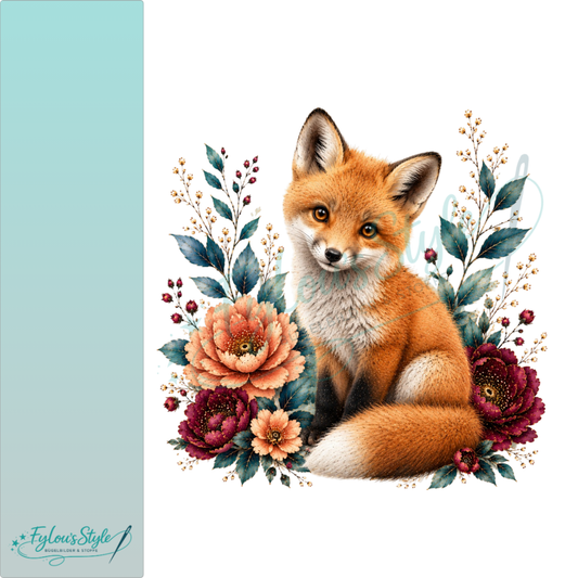 Bügelbild Junger Fuchs im Blütenzauber