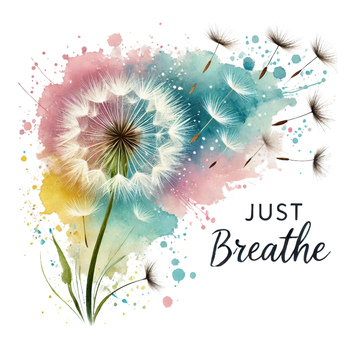 Bügelbild Just Breathe - Pusteblume Watercolor