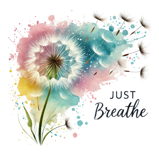 Bügelbild Just Breathe - Pusteblume Watercolor