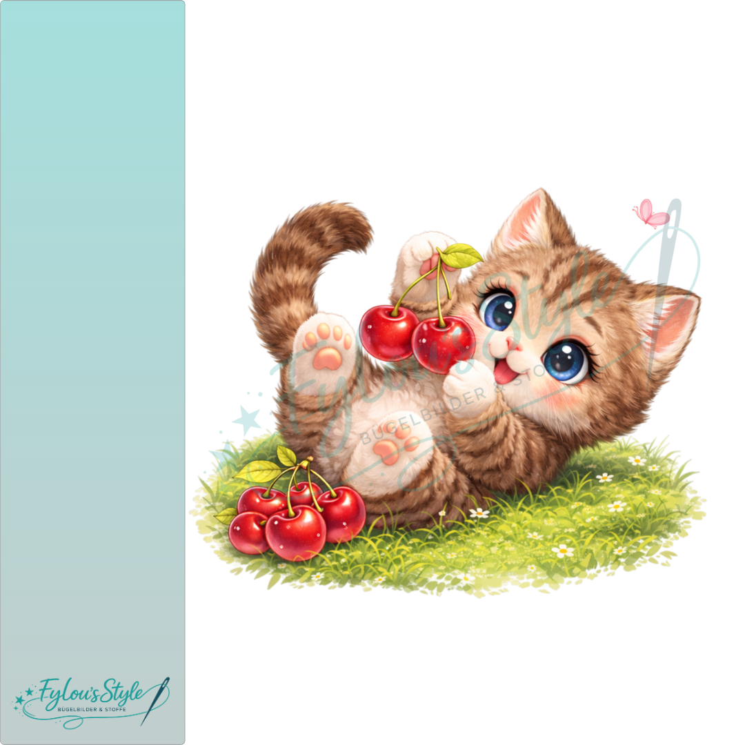 Bügelbild Katze mit Kirchen