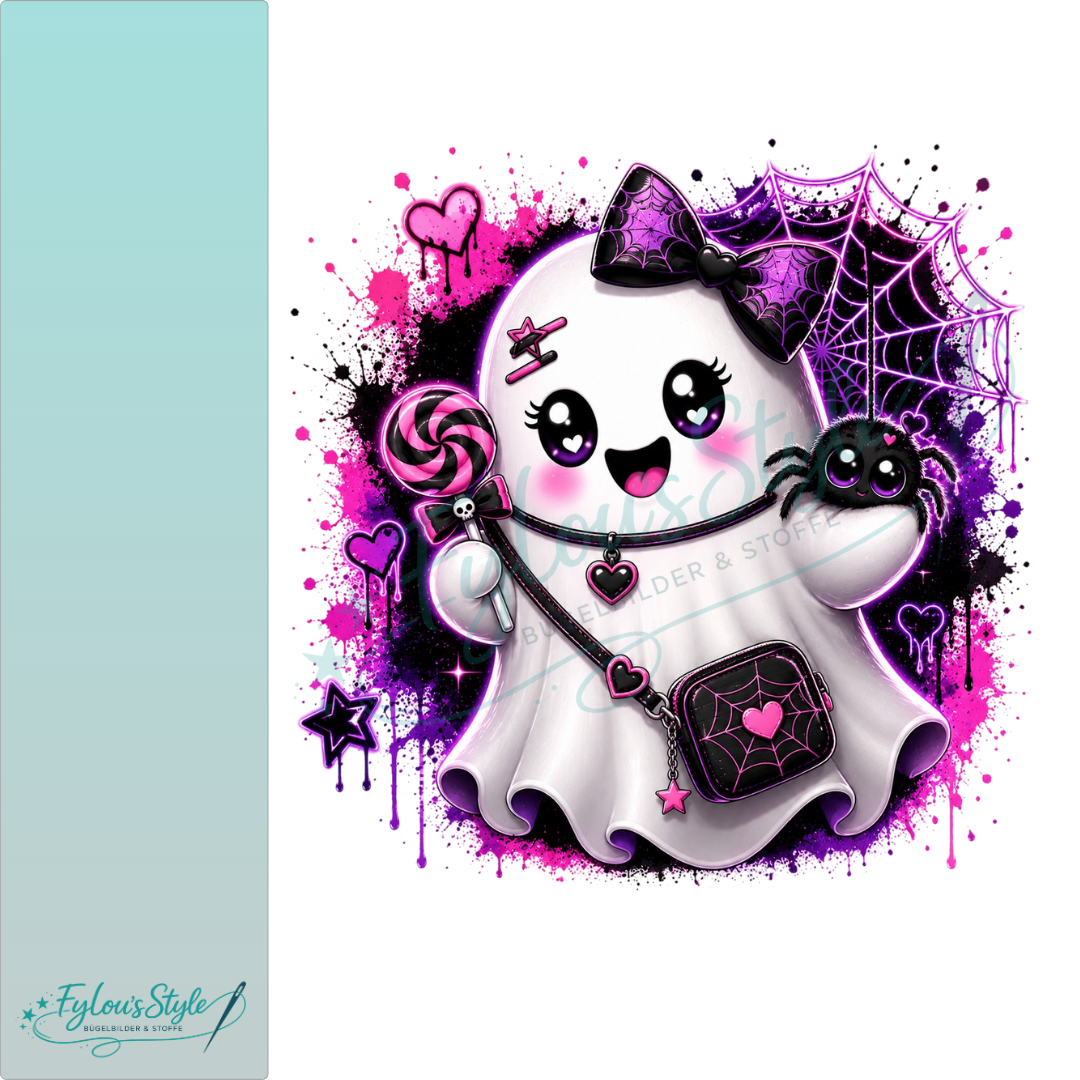 Bügelbild Kawaii Geist mit gothischen Akzenten