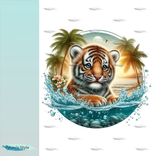 Bügelbild Kleiner Tiger im Meer Fylou's Style