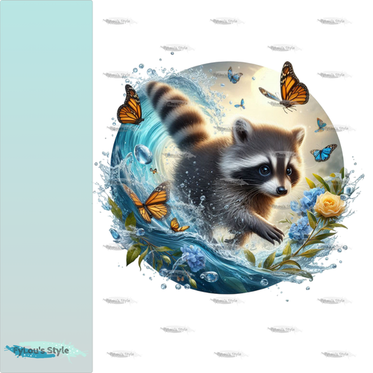 Bügelbild Kleiner Waschbär in Wasserwelle #3 Fylou's Style
