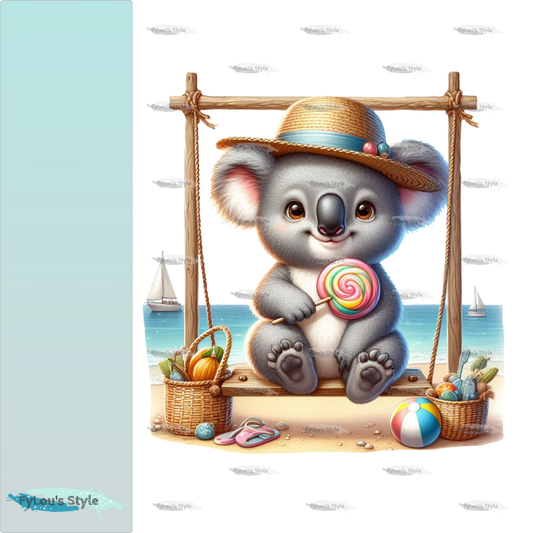 Bügelbild Koala auf Schaukel am Strand #1 Fylou's Style