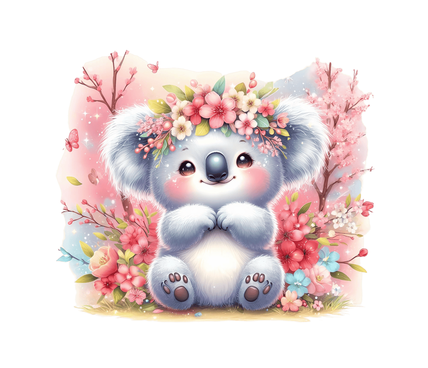 Bügelbild Koala im Kirschbaum