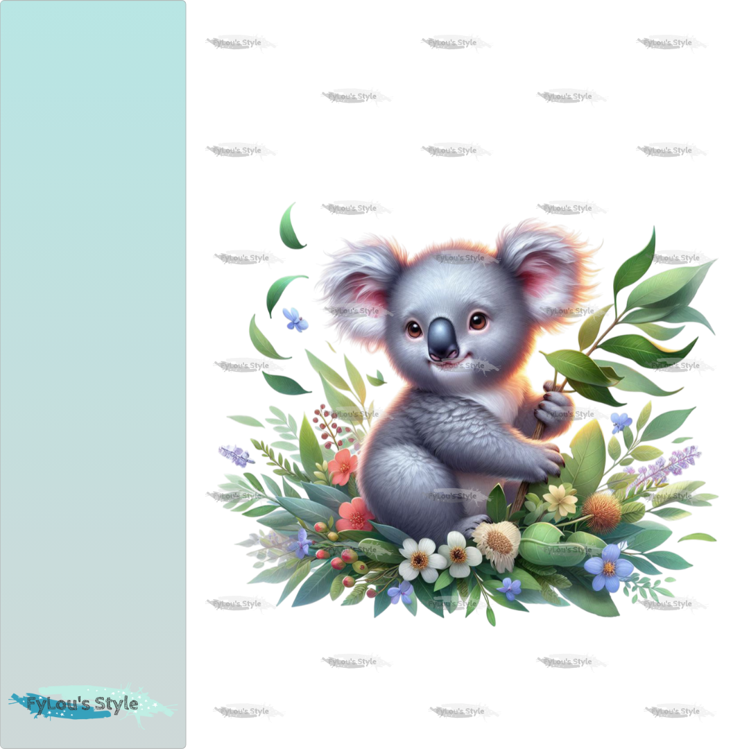 Bügelbild Koala mit Blättern #1