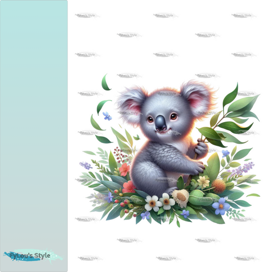 Bügelbild Koala mit Blättern #1