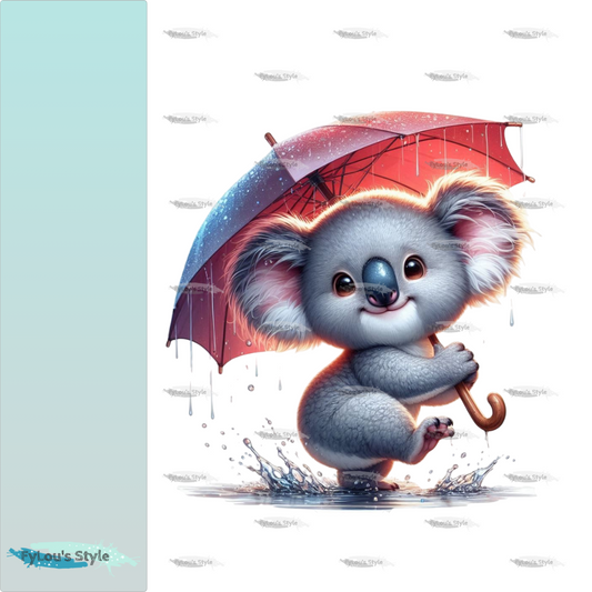 Bügelbild Koala mit Regenschirm #1
