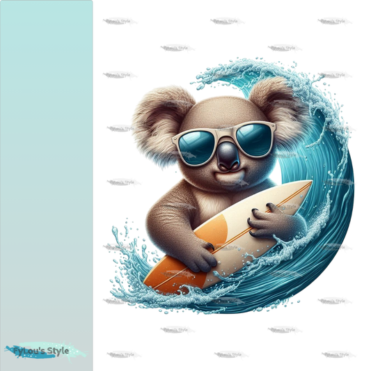 Bügelbild Koala mit Surfboard Fylou's Style