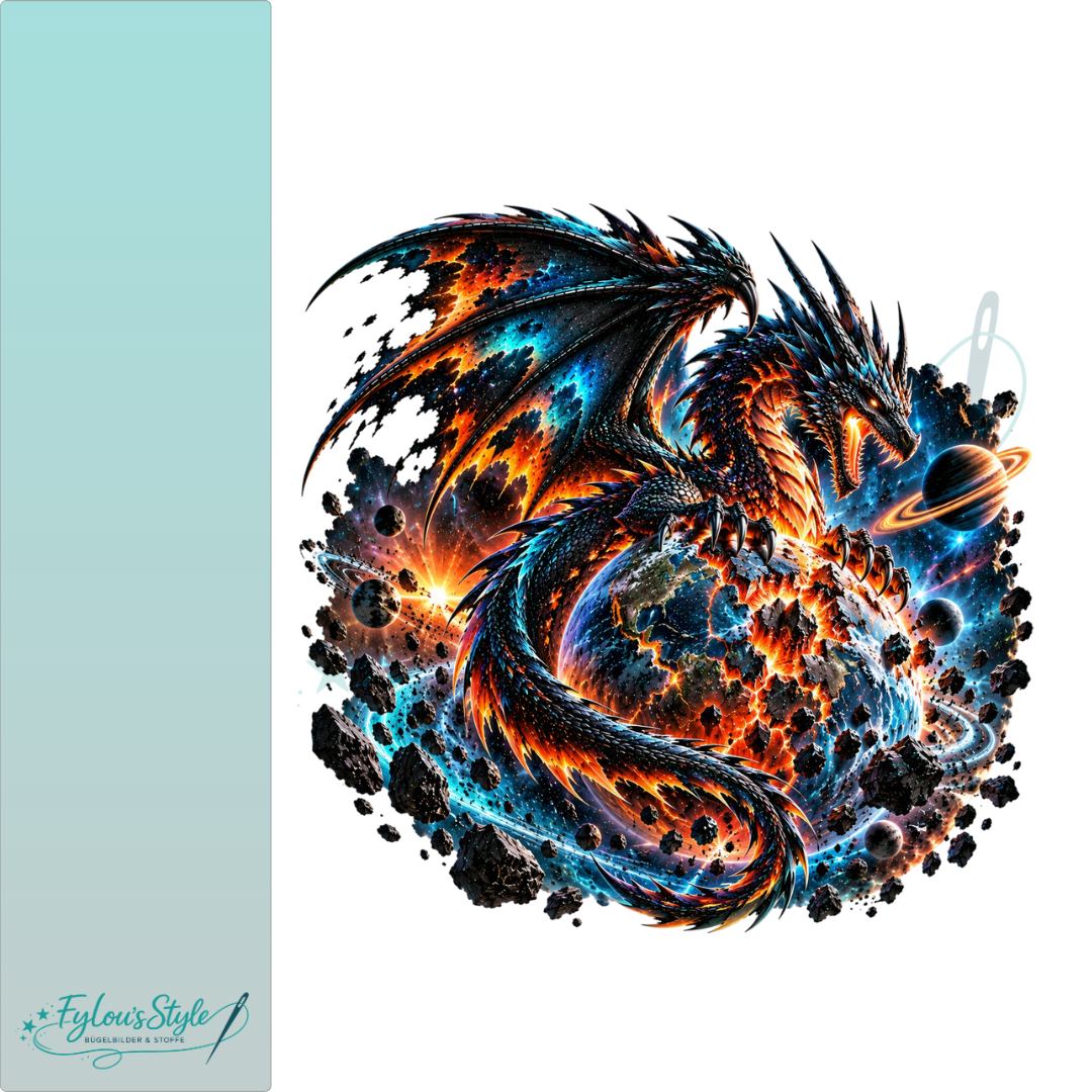 Bügelbild Kosmischer Drache zerreißt einen Planeten