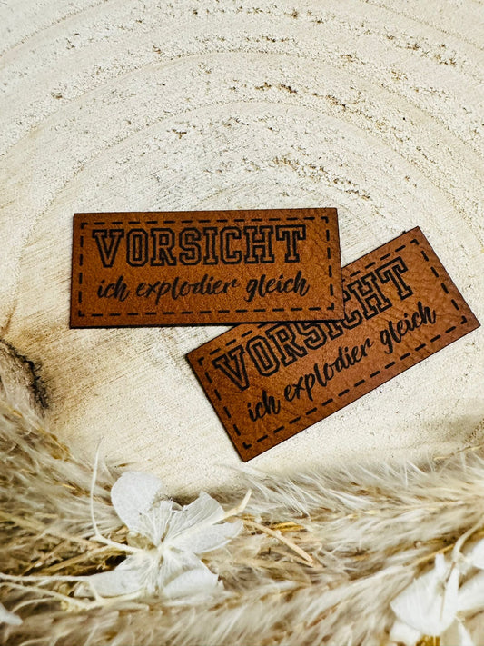 Kunstleder Label Vorsicht ich explodier gleich Fylou's Style