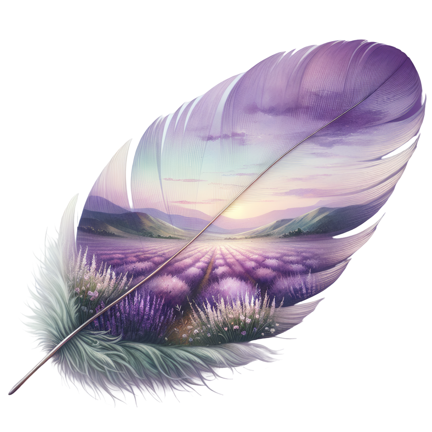 Bügelbild Lavendel Feder