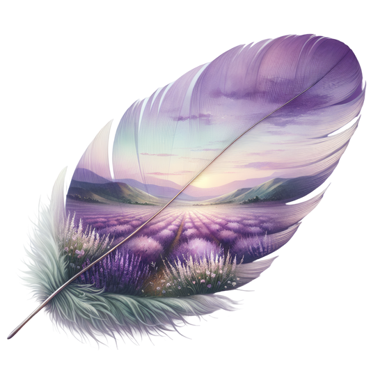 Bügelbild Lavendel Feder