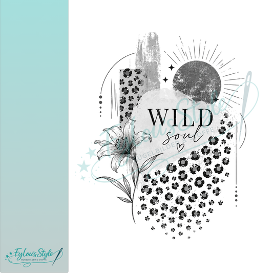 Bügelbild Leo Wild Soul Schwarz weiß