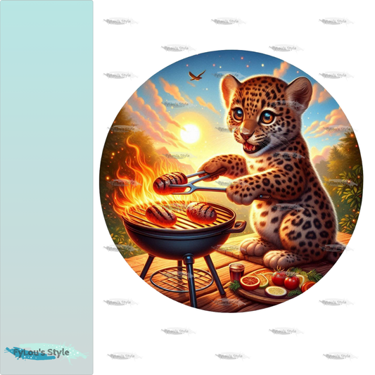 Bügelbild Leopard beim Grillen Fylou's Style