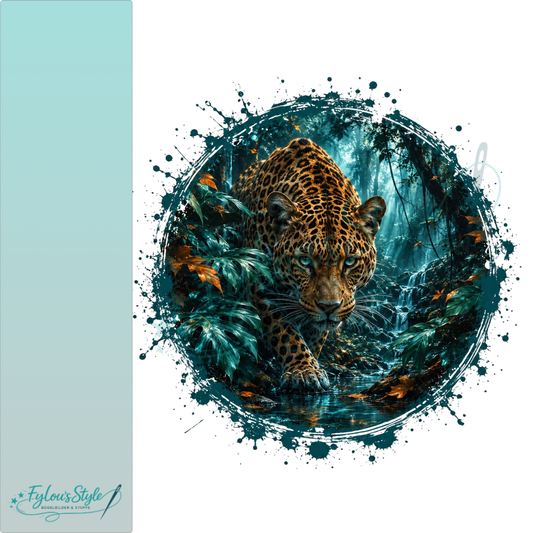 Bügelbild Leopard im Dschungel bei Dämmerung