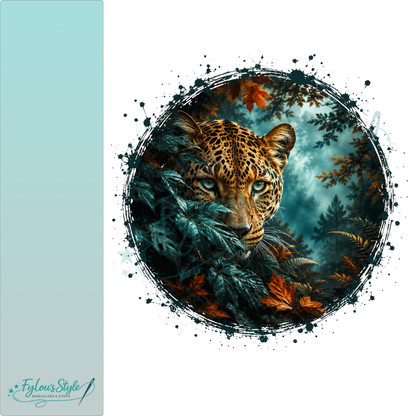 Bügelbild Leopard im Nebel der Wälder