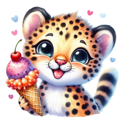 Bügelbild Leopard isst Eis Fylou's Style
