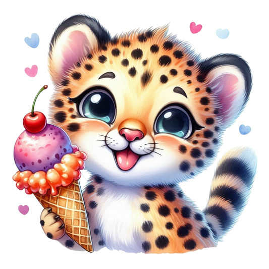 Bügelbild Leopard isst Eis Fylou's Style