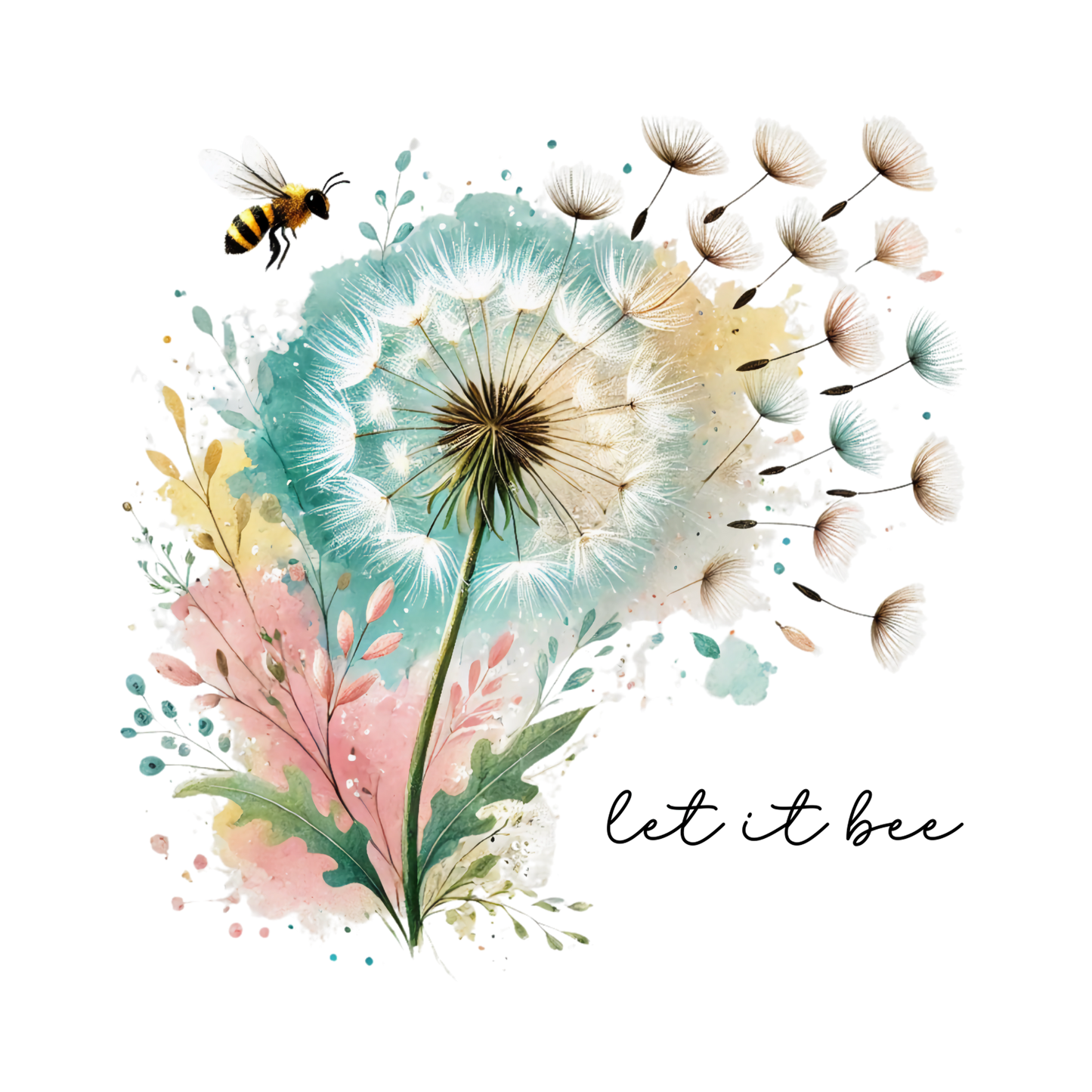 Bügelbild Let it be -  Pusteblume Watercolor