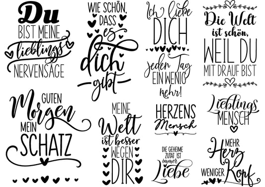 Rub On Bogen "Lieblingsmensch" Sticker Sprüche, randlose Rub ons