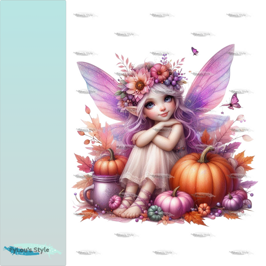 Bügelbild Lila Glitzer Herbst Fee #2