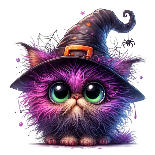 Bügelbild Lila Halloween Katze #2