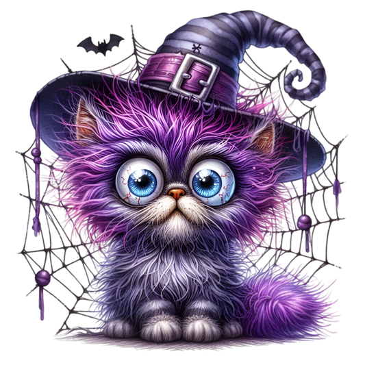 Bügelbild Lila Halloween Katze #3