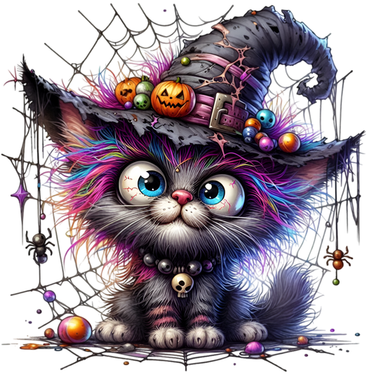Bügelbild Lila Halloween Katze #5