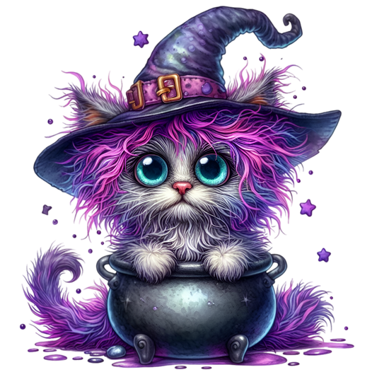 Bügelbild Lila Halloween Katze #7
