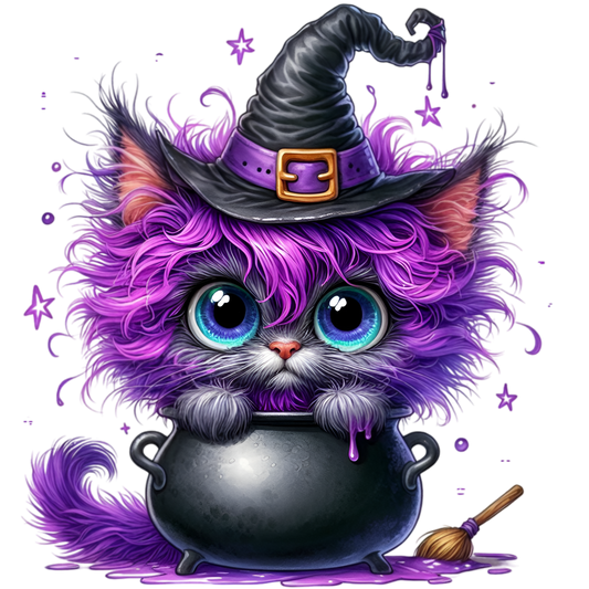 Bügelbild Lila Halloween Katze #8