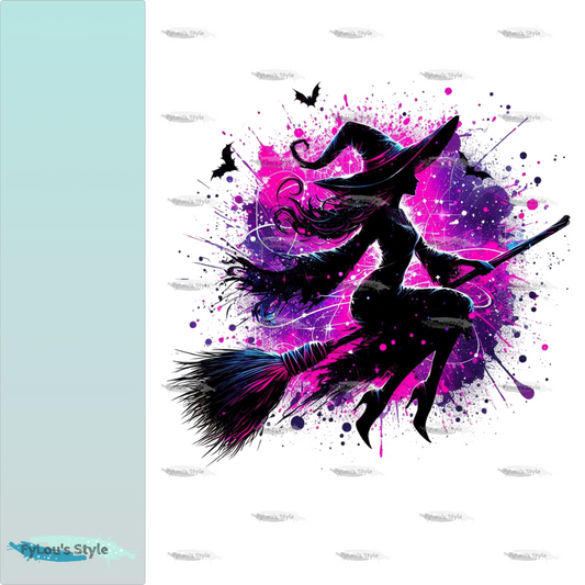 Bügelbild Lila Silhouette Hexe #2
