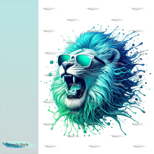 Bügelbild Löwe mit Sonnenbrille Neon Splash #1 Fylou's Style